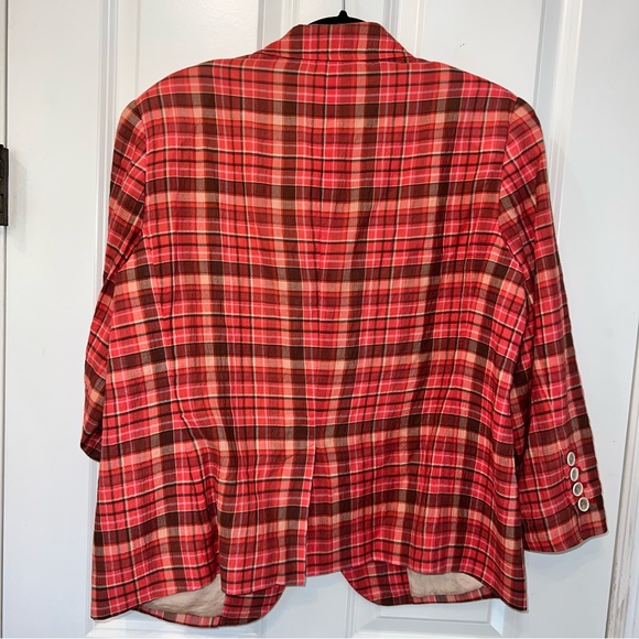 Talbots Plaid Crinkle Crepe Lightweight Blazer Jacket Womens Size 10 - Picture 5 of 5